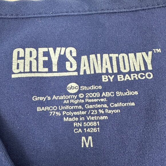 Greys Anatomy By Barco Womens Scrub Top Size M Navy Blue Short Sleeve - Picture 3 of 5
